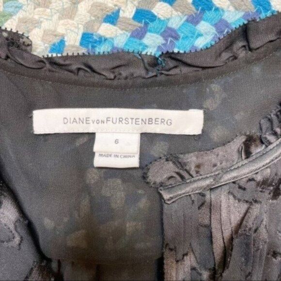 Diane Von Furstenberg Black Fairy Grunge Semi Sheer Shirt - Picture 8 of 11